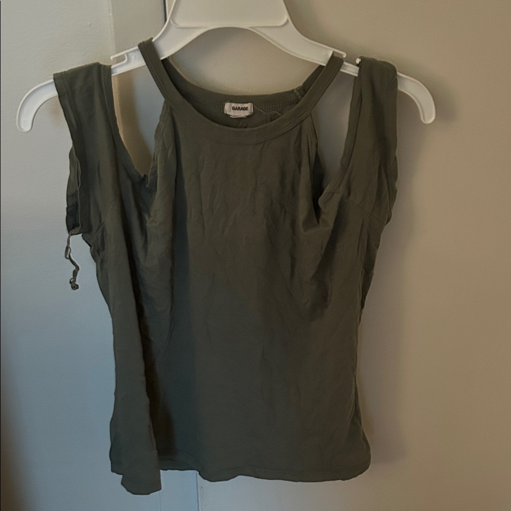 Dark Olive Cold Shoulder Blouse